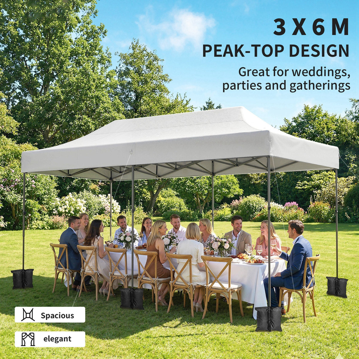10' x 20' Pop Up Canopy Tent with Wheeled Carry Bag, White — product view 6