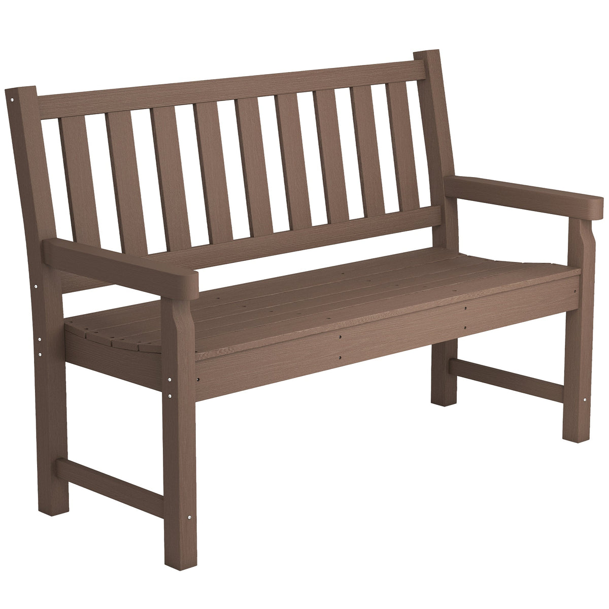 49" HDPE Garden Bench for 2-Person, 528 lbs Capacity, Brown — product view 1
