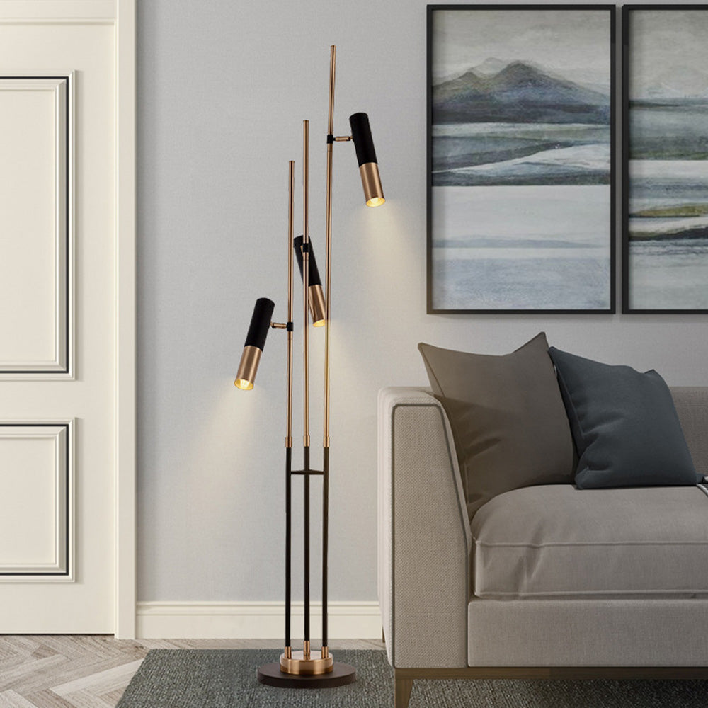 Salgado Modern Tall Metal 3 Bulb Floor Lamp, Black — product view 4