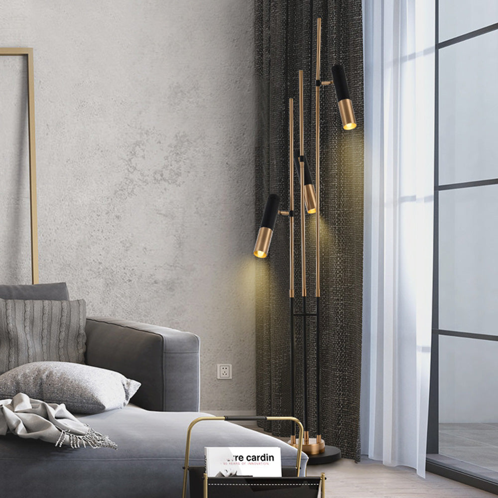Salgado Modern Tall Metal 3 Bulb Floor Lamp, Black — product view 2