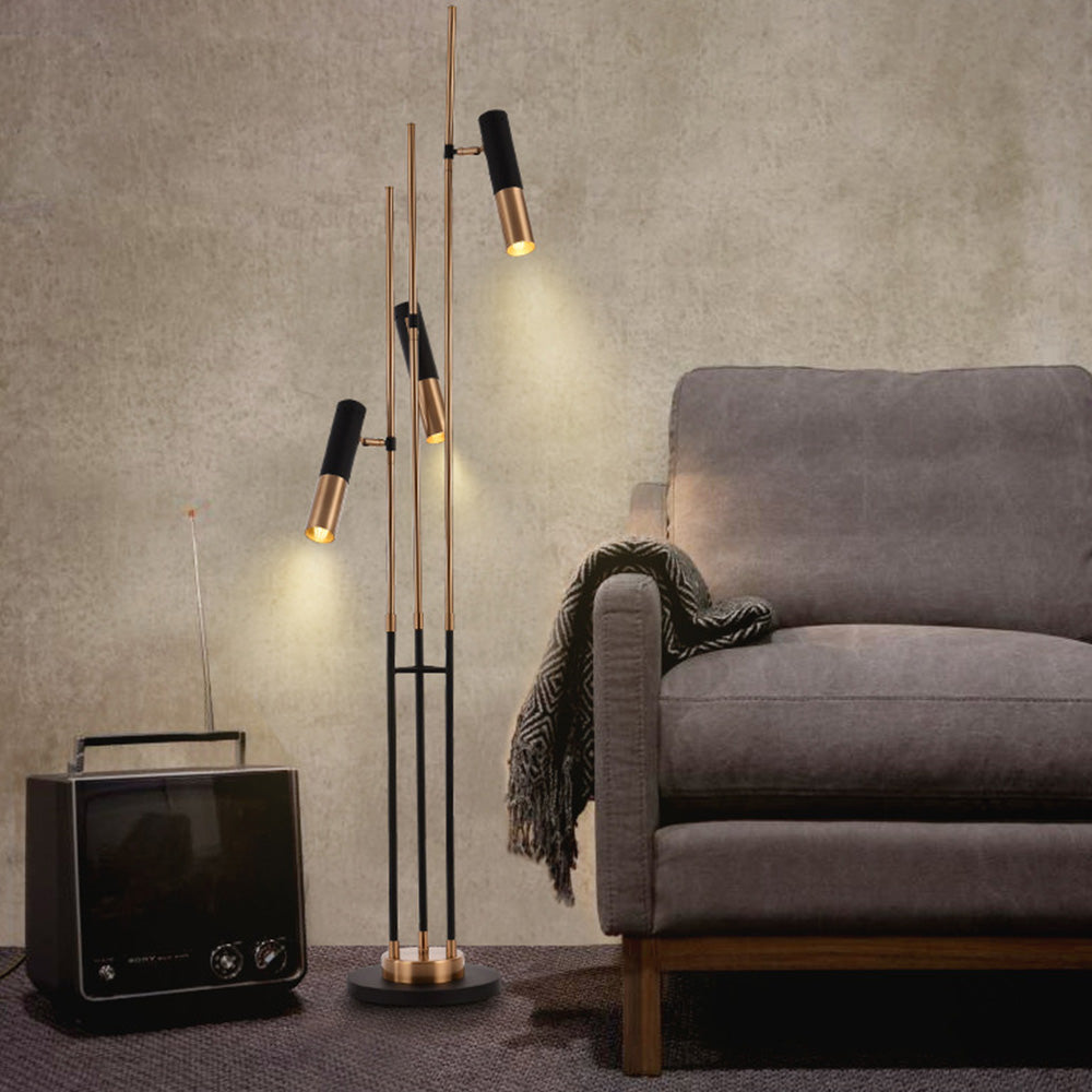 Salgado Modern Tall Metal 3 Bulb Floor Lamp, Black — product view 1