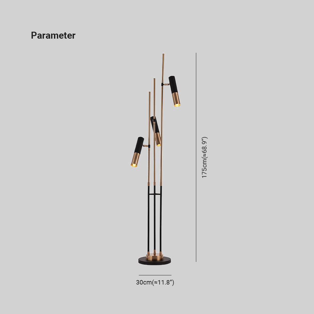 Salgado Modern Tall Metal 3 Bulb Floor Lamp, Black — product view 5