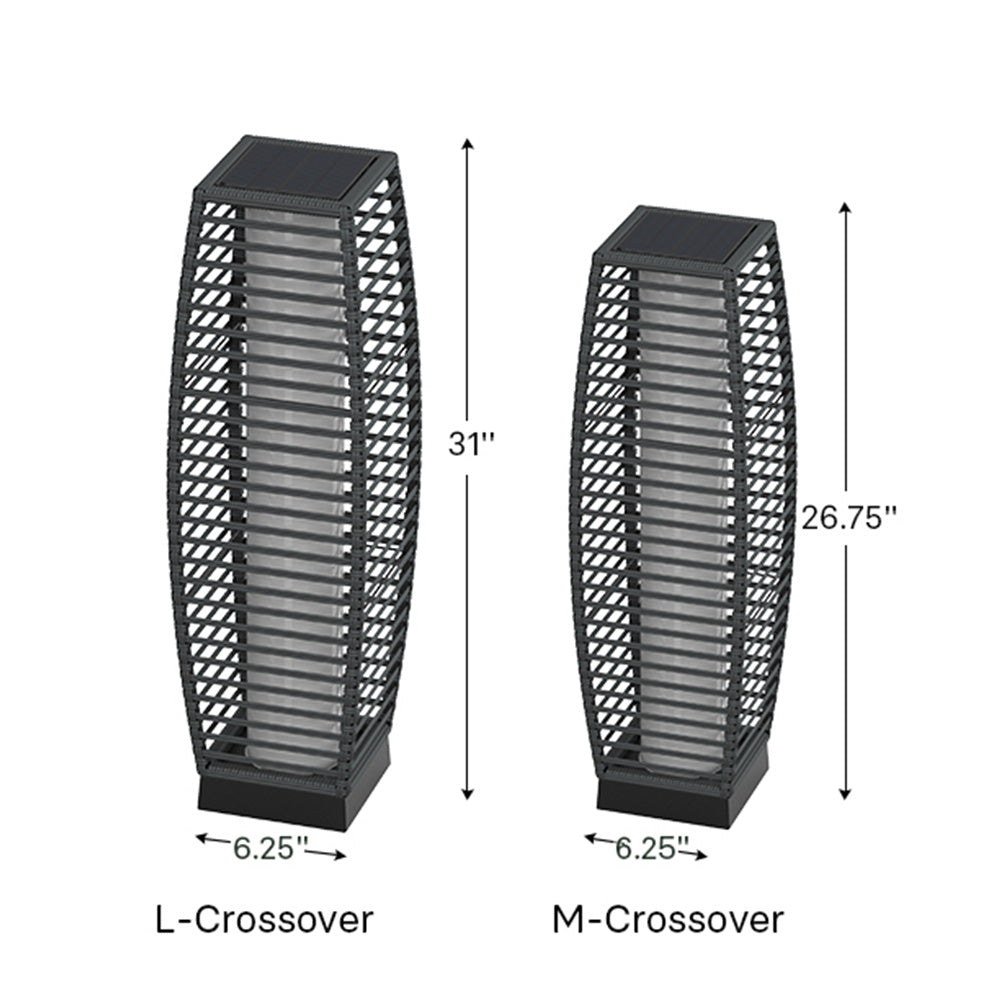 LOUNGE YARD Outdoor Solar-Powered Crossover Woven Resin Wicker Floor Lamp — product view 4