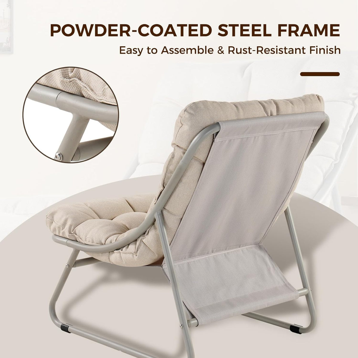 LOUNGE YARD Outdoor Lounge Chair with Ottoman, Comfy Sling Recliner Chair Set, Samba Patio Furniture Reclining Chair — product view 7