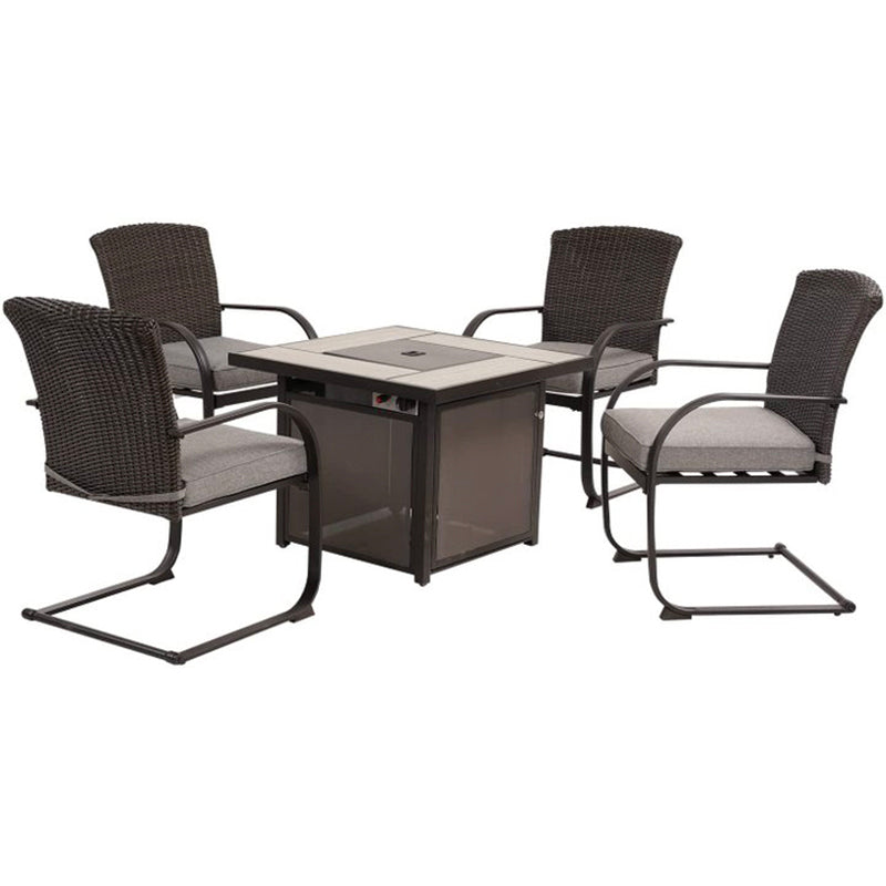 LOUNGE YARD Dining Set with 4 Chairs and 32 Inch Square Propane Fire Table — product view 1