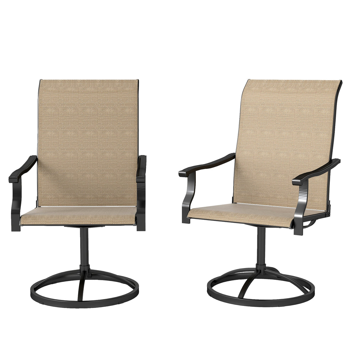 2-Piece Outdoor Patio Swivel Chairs, Brown — product view 2