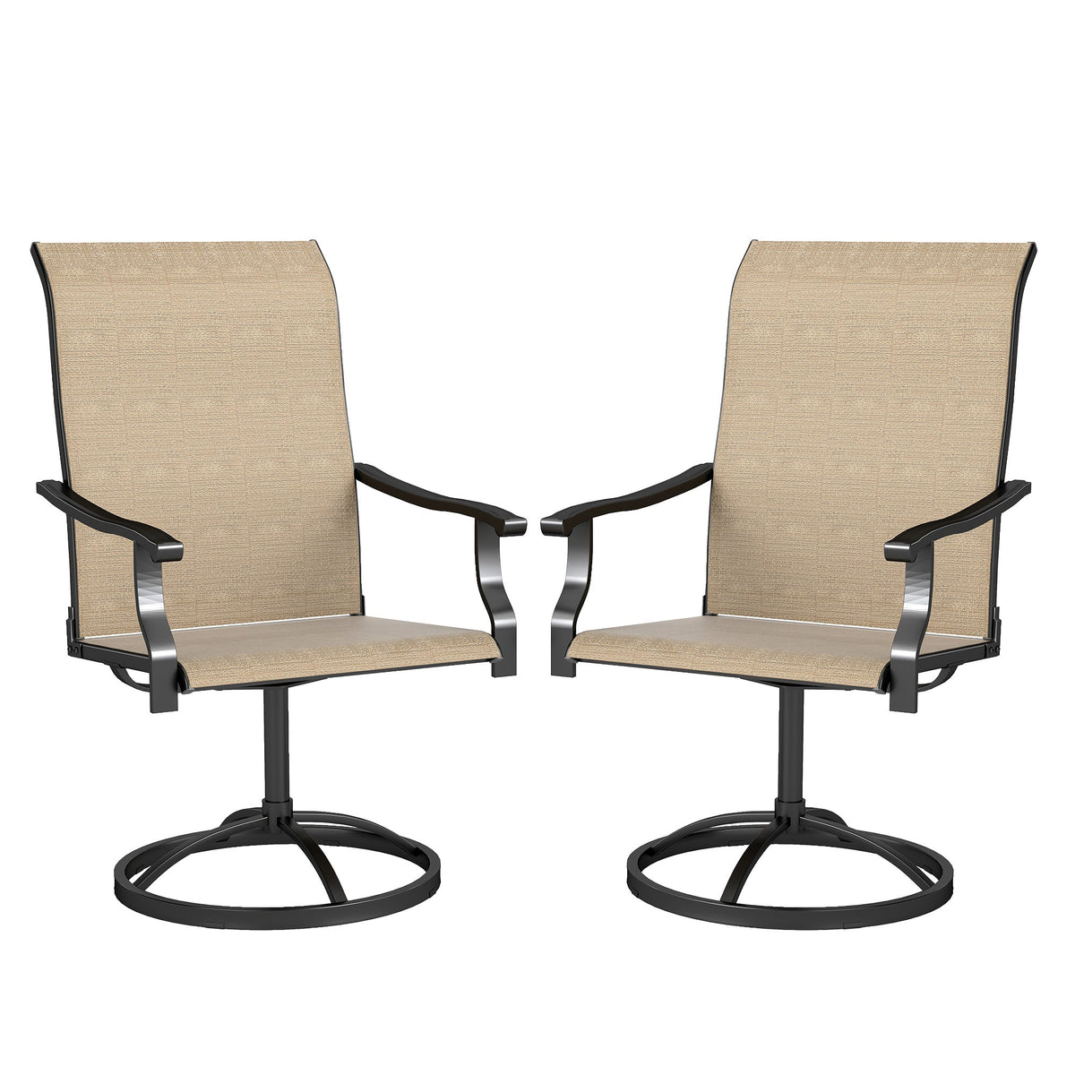 2-Piece Outdoor Patio Swivel Chairs, Brown — product view 1