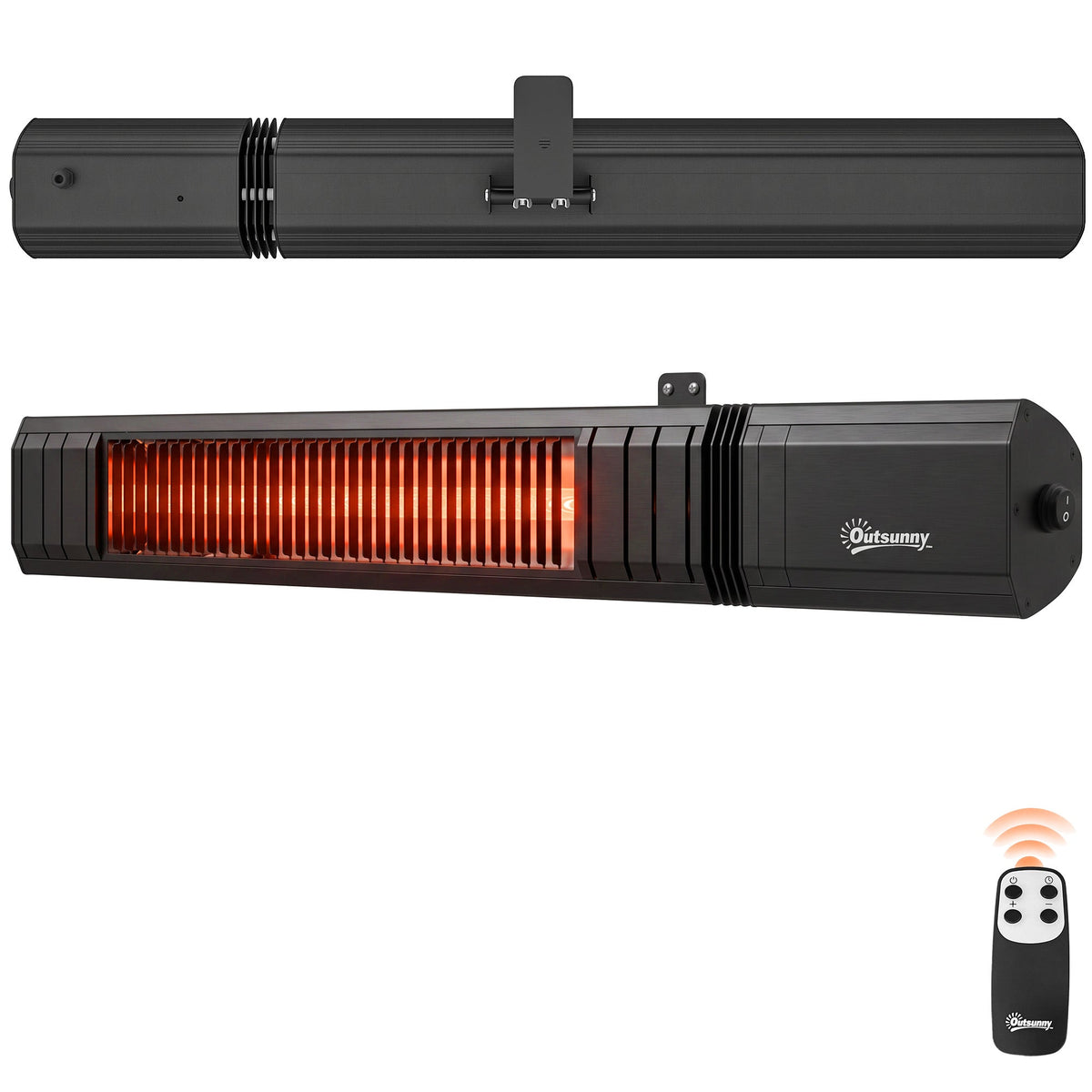 2000W Infrared Wall-Mount Heater with APP, Touch & Remote, IP65, 9 Levels, Black — product view 2