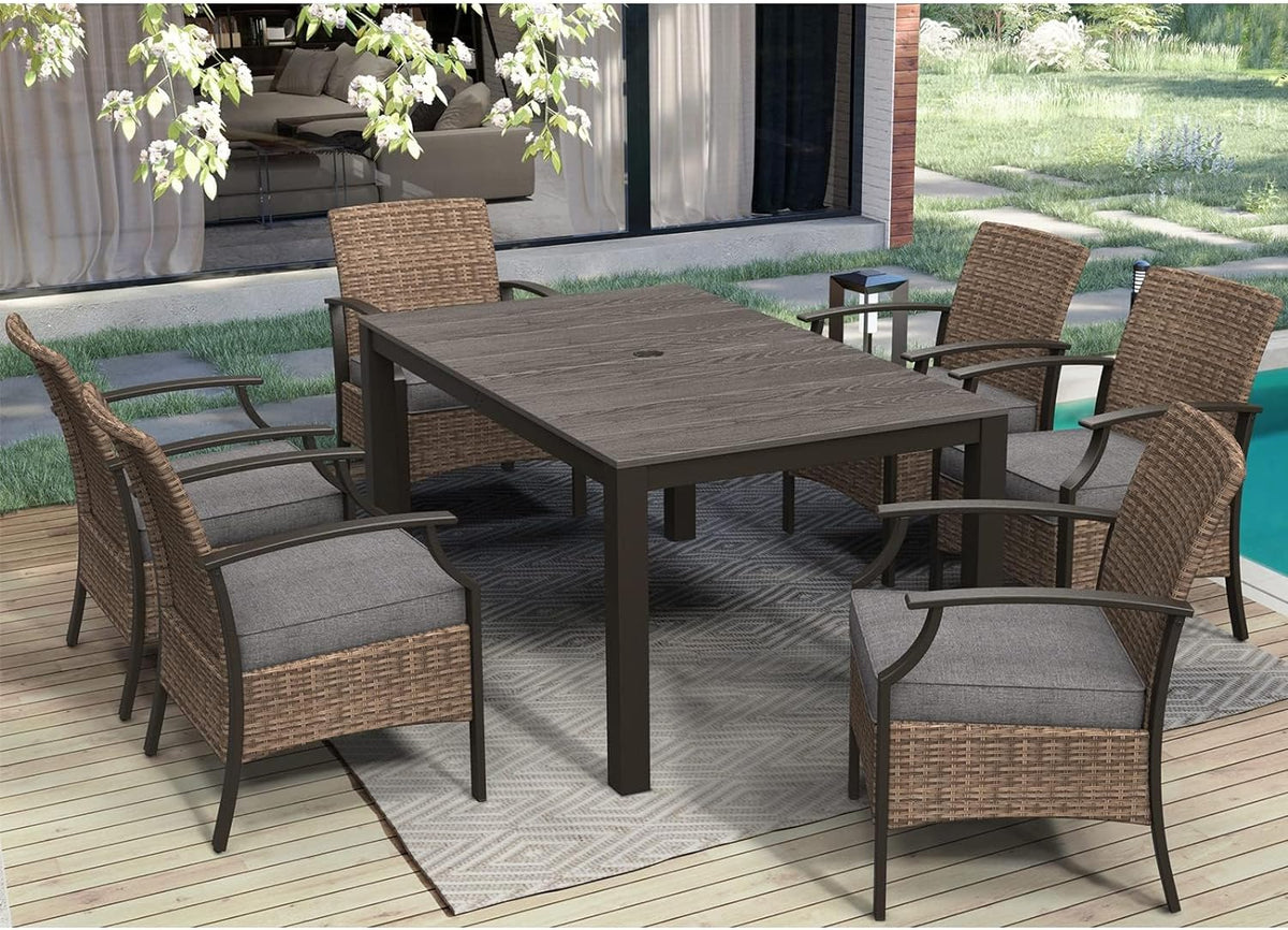 LOUNGE YARD Outdoor Dinning Sets, Traditional Weather-Resistant Wicker Patio Furniture Sets — product view 4
