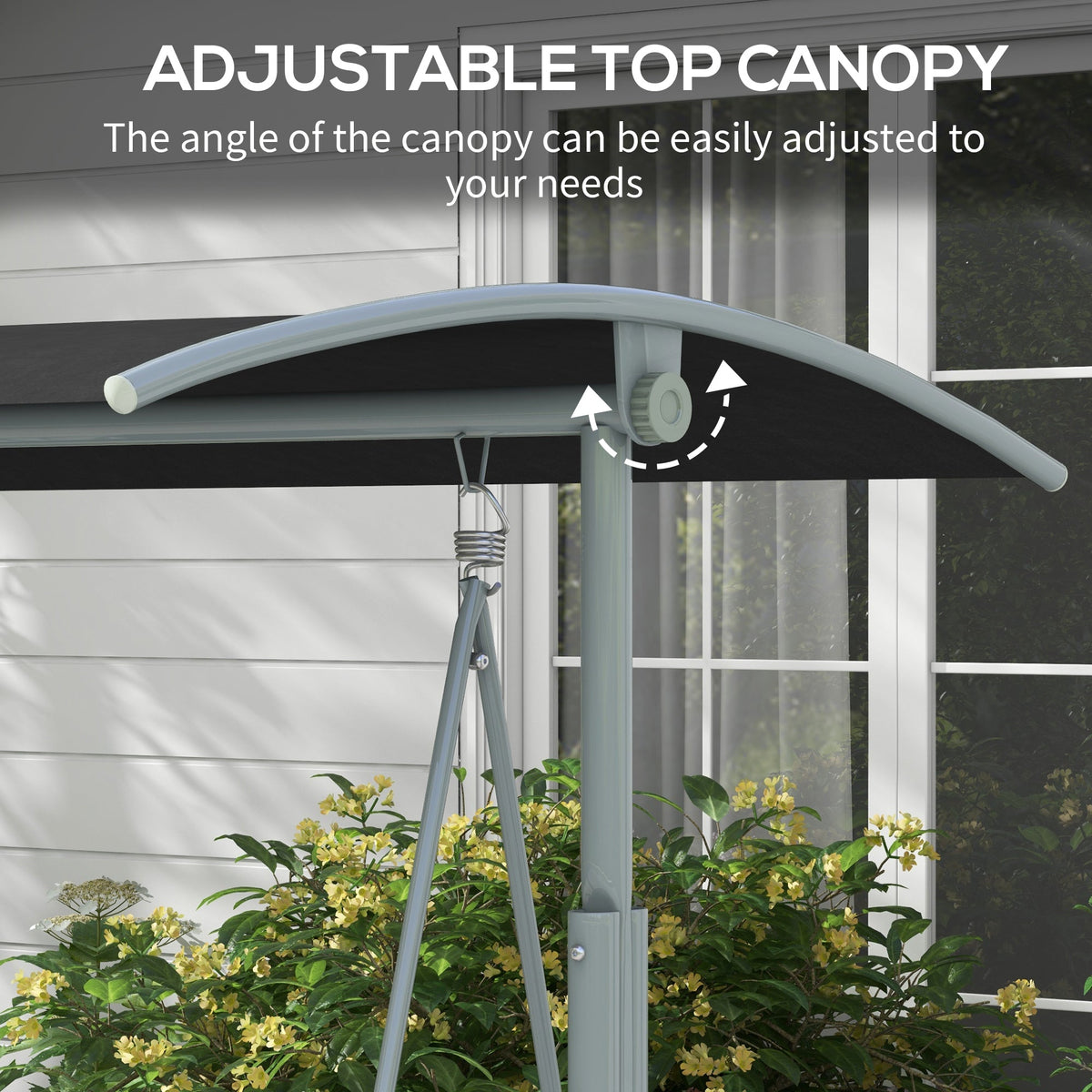 2 Seater Garden Swing Chair with Tilting Canopy, Tray & Storage Bag, Black — product view 6