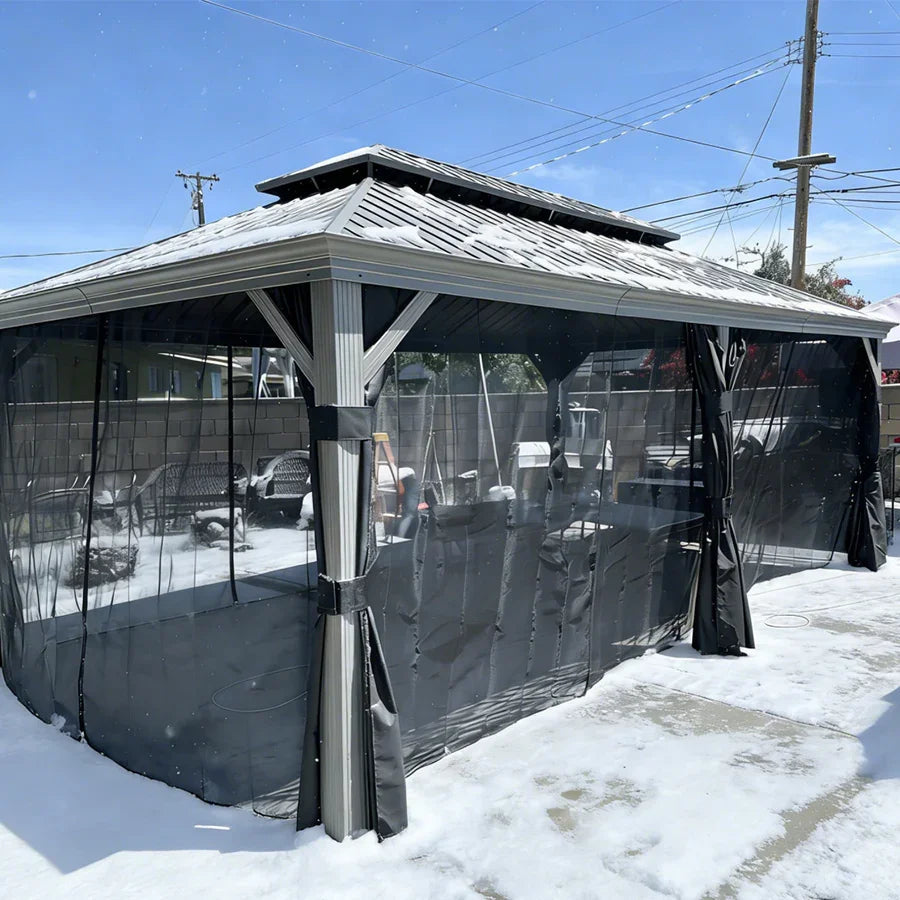 PURPLE LEAF Patio Gazebo for Pool Light Grey Hardtop Galvanized Steel Roof with Reinforcement Support Rod — product view 4