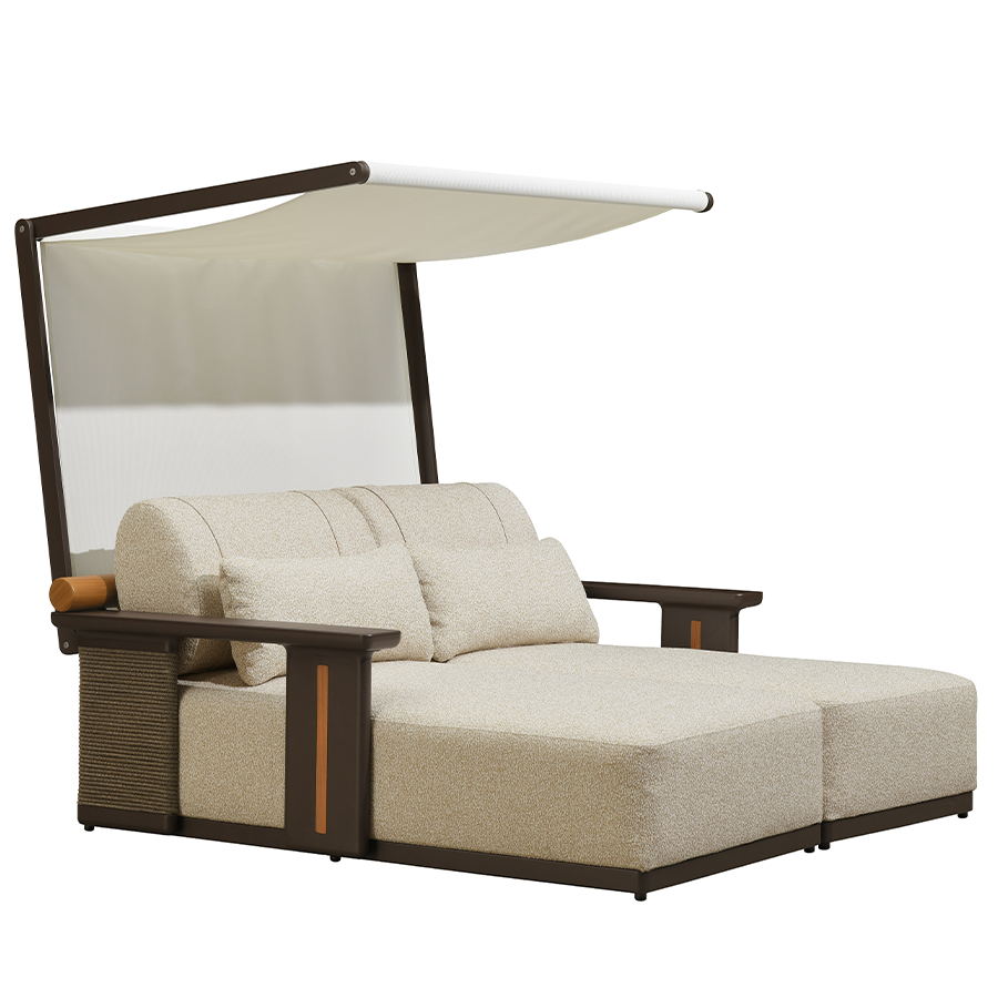 PURPLE LEAF Outdoor Chaise Lounge Modern Aluminum Teak Finish Lounge Chair with Thick Cushion and 2 Pillows Elegant Style Lounger for Residential Commercial Patio Pool and Villa — product view 1