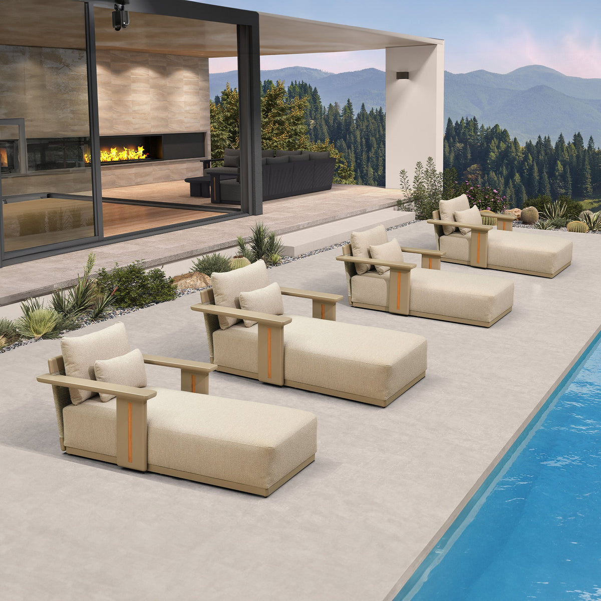 PURPLE LEAF Chaise Lounge Chair Modern Upholstered Outdoor Daybed with Armrest and Lumbar Pillow for Patio Poolside Sunbathing Deck — product view 6