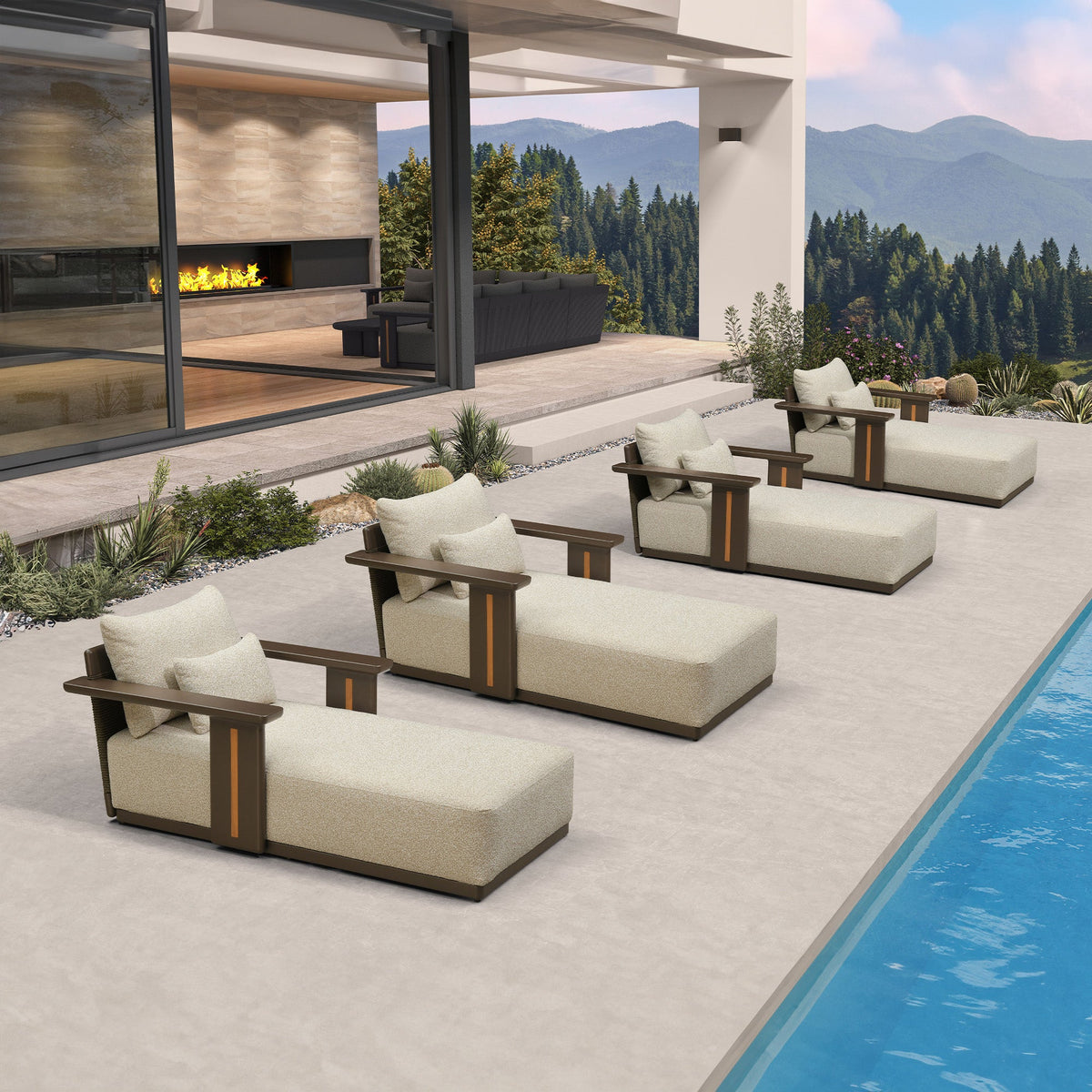 PURPLE LEAF Chaise Lounge Chair Modern Upholstered Outdoor Daybed with Armrest and Lumbar Pillow for Patio Poolside Sunbathing Deck — product view 2