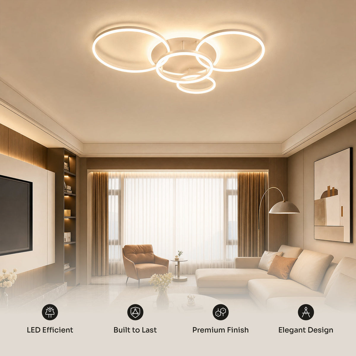 WOMO Circular LED Flush Mount Ceiling Light-WM1032 — product view 7