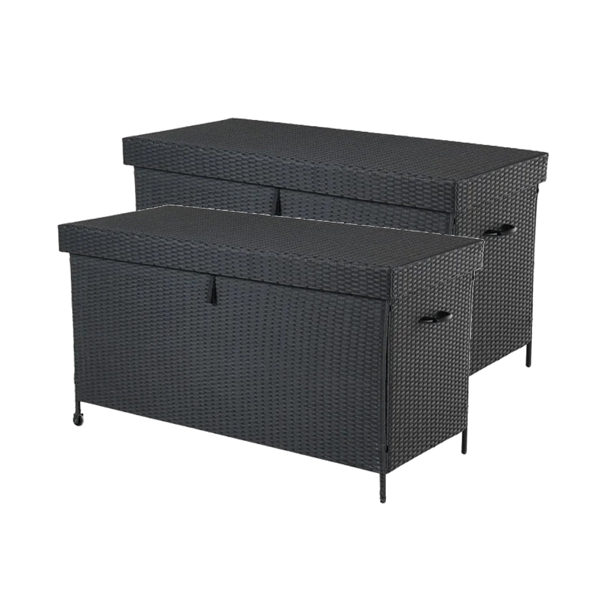 LOUNGE YARD 170-Gallon Outdoor Wicker Storage Box Set with Lid and Handles — product view 3