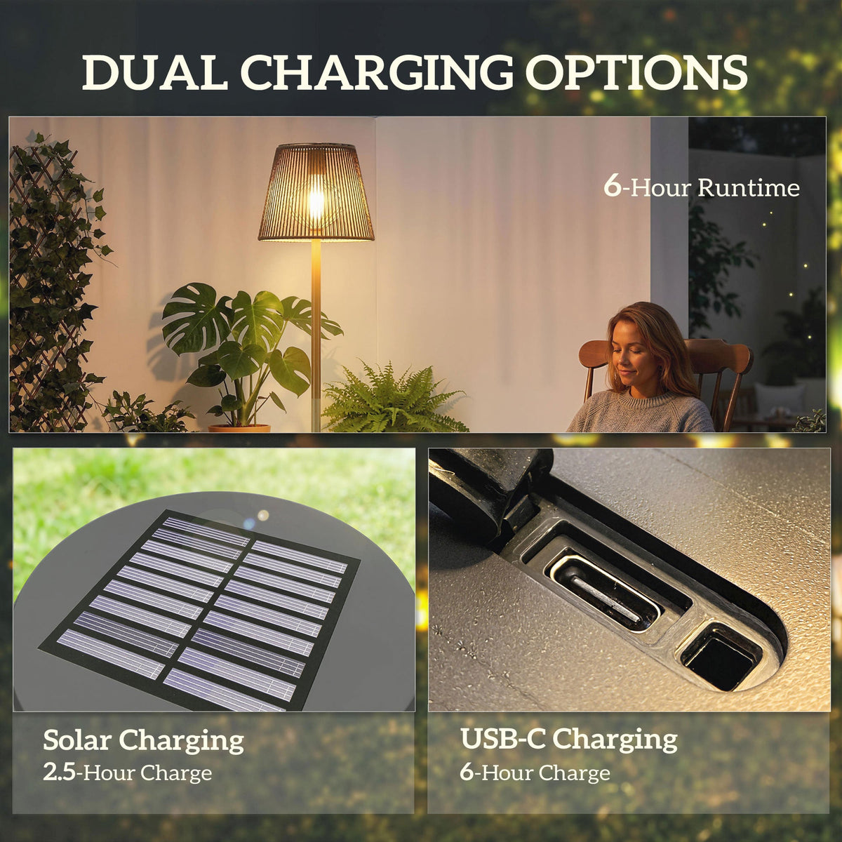 Outdoor Solar Floor Lamp with Light Sensor, Adjustable Height, Black — product view 7