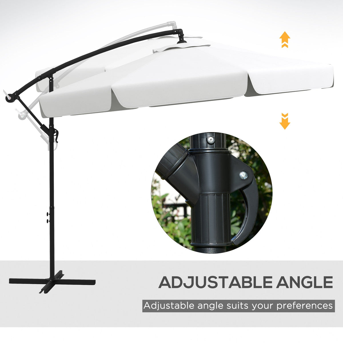 11FT Offset Hanging Patio Umbrella with Easy Tilt and Cross Base, Cream White — product view 7