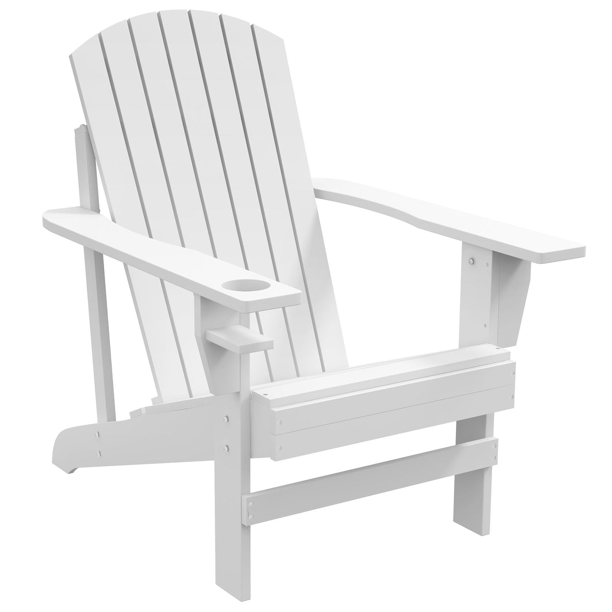 Wooden Adirondack Chair with Cup Holder, White — product view 2