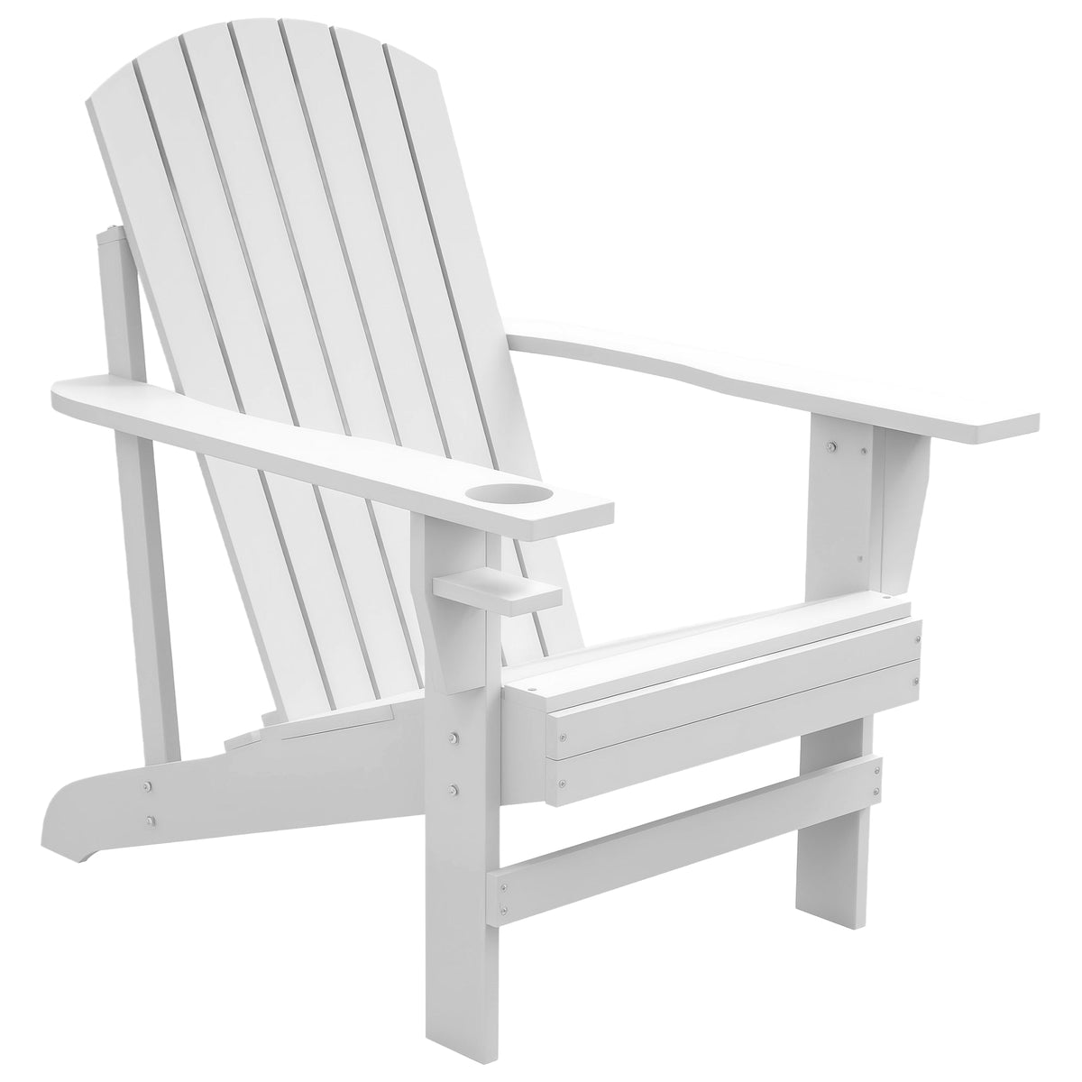Wooden Adirondack Chair with Cup Holder, White — product view 1