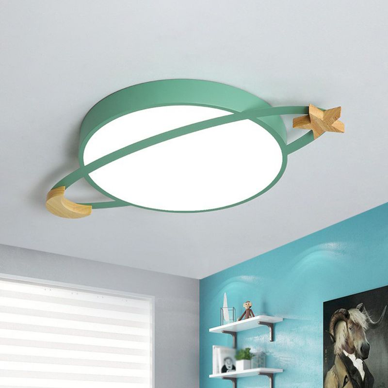 Arisha Modern Round Flush Mount Ceiling Light, Grey/White/Green — product view 2