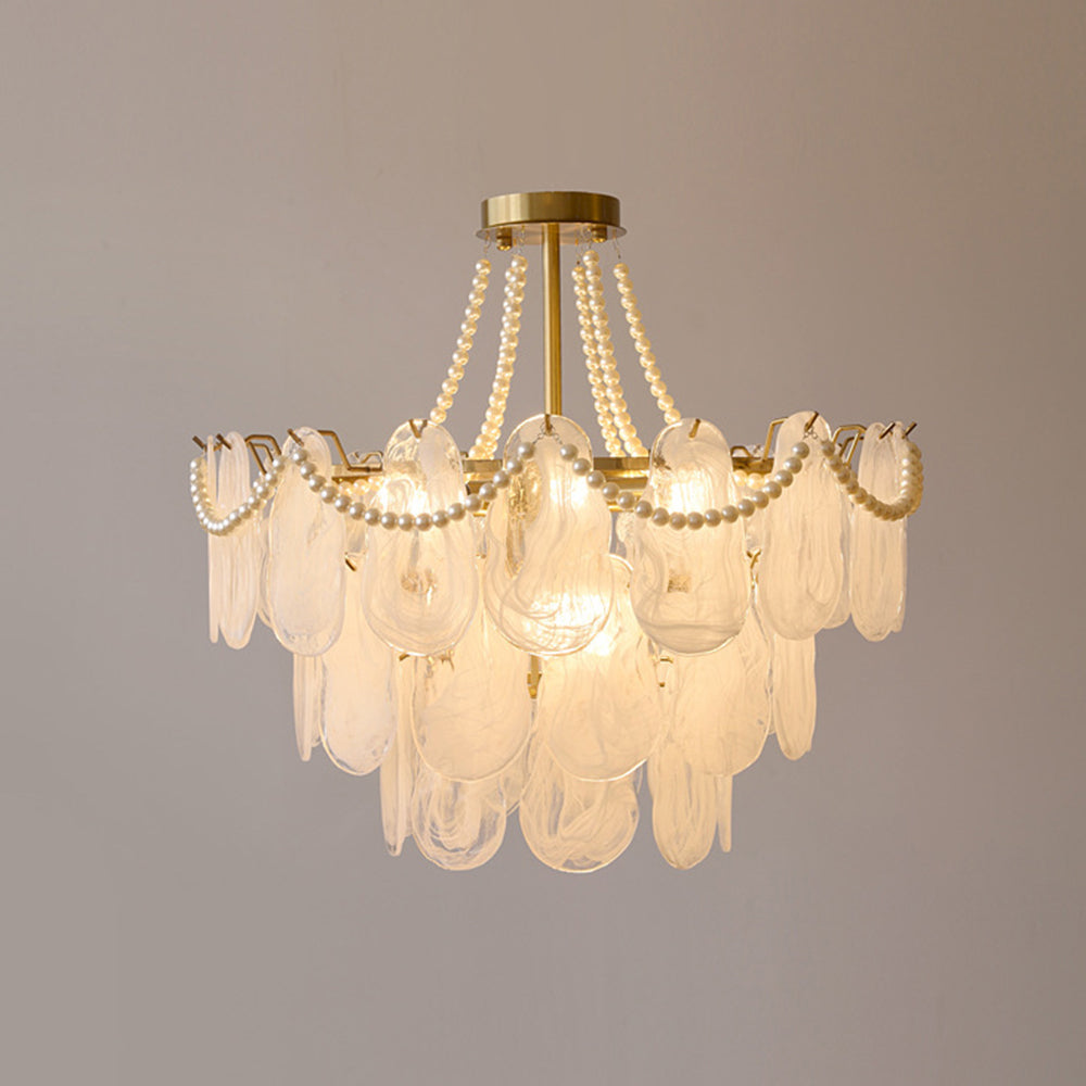 Kristy Elegant Pearl/Glass/Metal Chandelier, White — product view 1