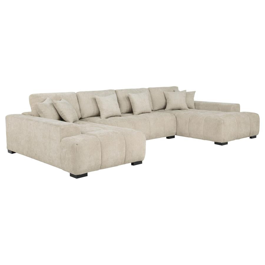 Cannella Beige Textured U-Shaped Double Chaise Sectional Sofa – 500350 — product view 2