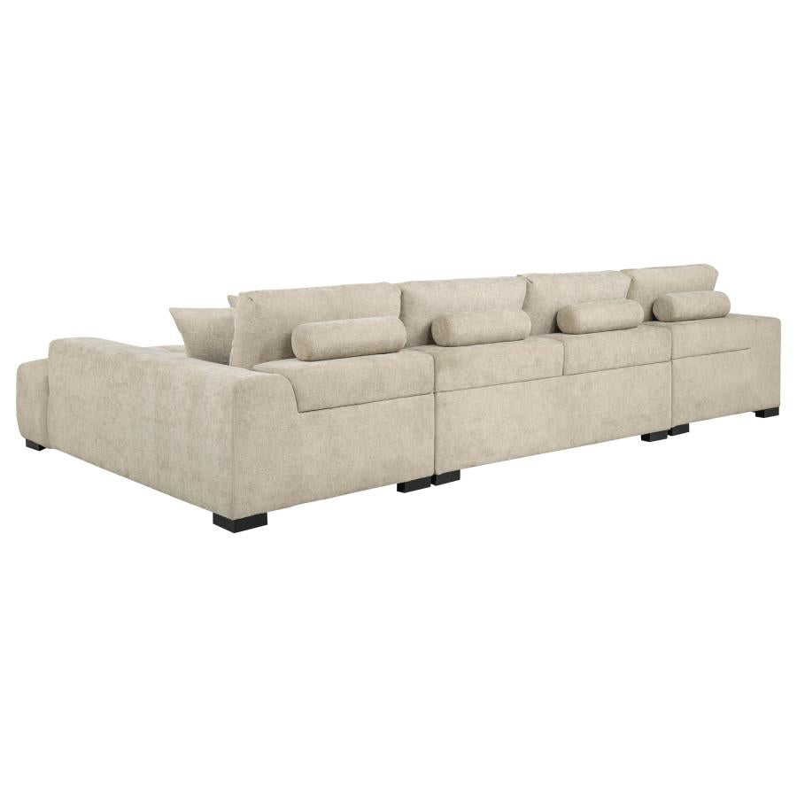 Cannella Beige Textured U-Shaped Double Chaise Sectional Sofa – 500350 — product view 3