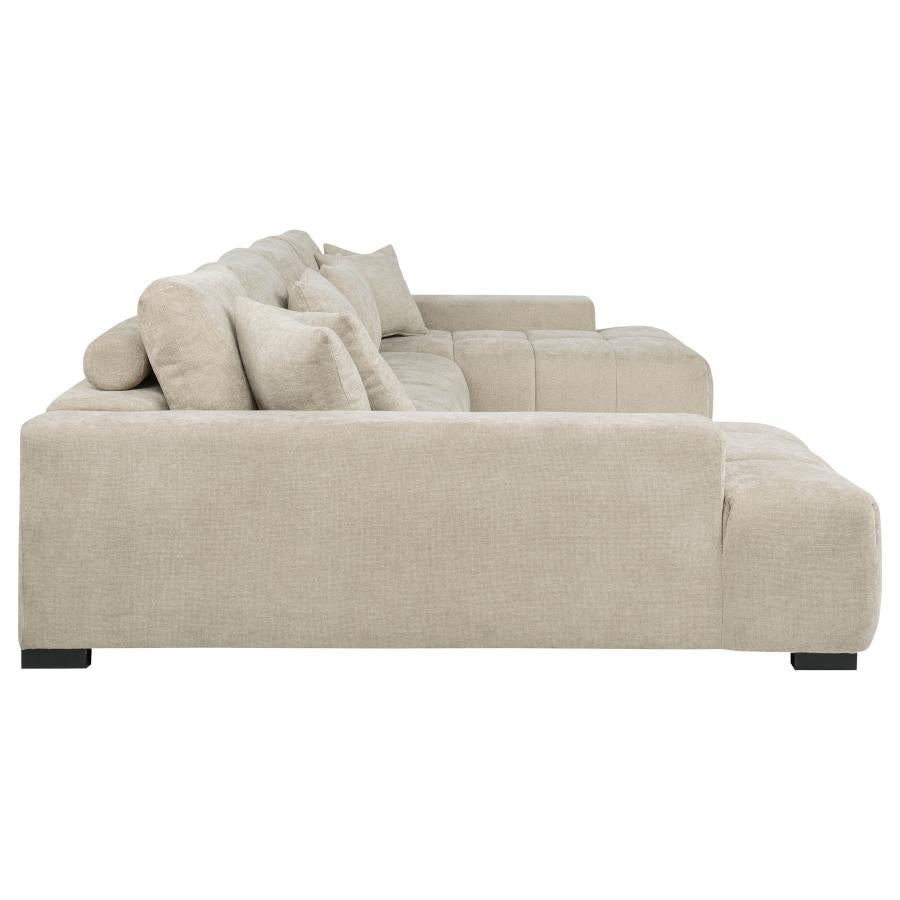 Cannella Beige Textured U-Shaped Double Chaise Sectional Sofa – 500350 — product view 5