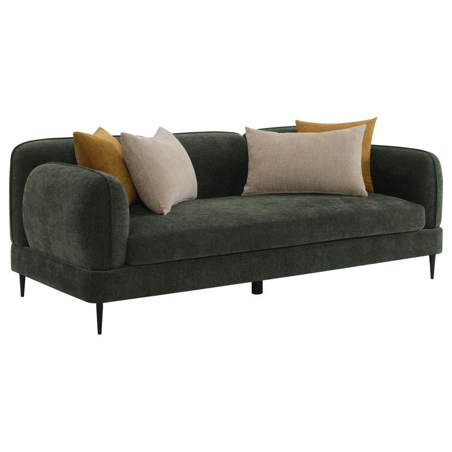 Coaster Jade 2-Pc Green Chenille Fabric Mid-Century Modern Sofa and Love Seat Set with Overstuffed Arms – 509131-S2 — product view 2