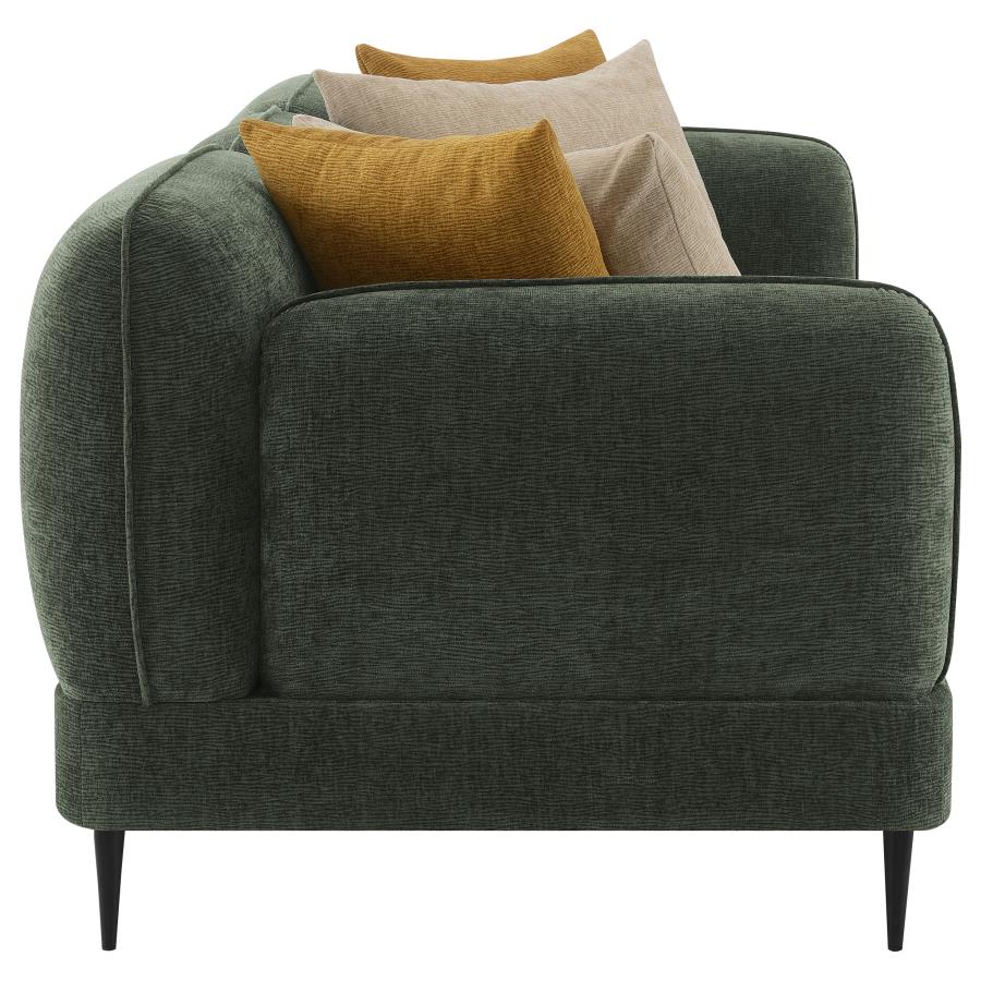 Coaster Jade 2-Pc Green Chenille Fabric Mid-Century Modern Sofa and Love Seat Set with Overstuffed Arms – 509131-S2 — product view 4