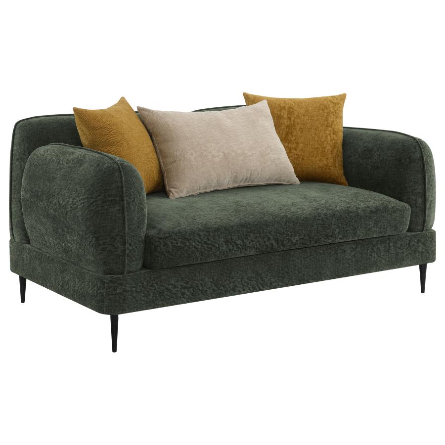 Coaster Jade 2-Pc Green Chenille Fabric Mid-Century Modern Sofa and Love Seat Set with Overstuffed Arms – 509131-S2 — product view 5