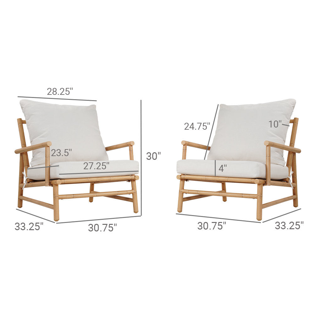 LOUNGE YARD Outdoor Bohemian Style Upholstered Armchair With Cushions(Set Of 2) — product view 4
