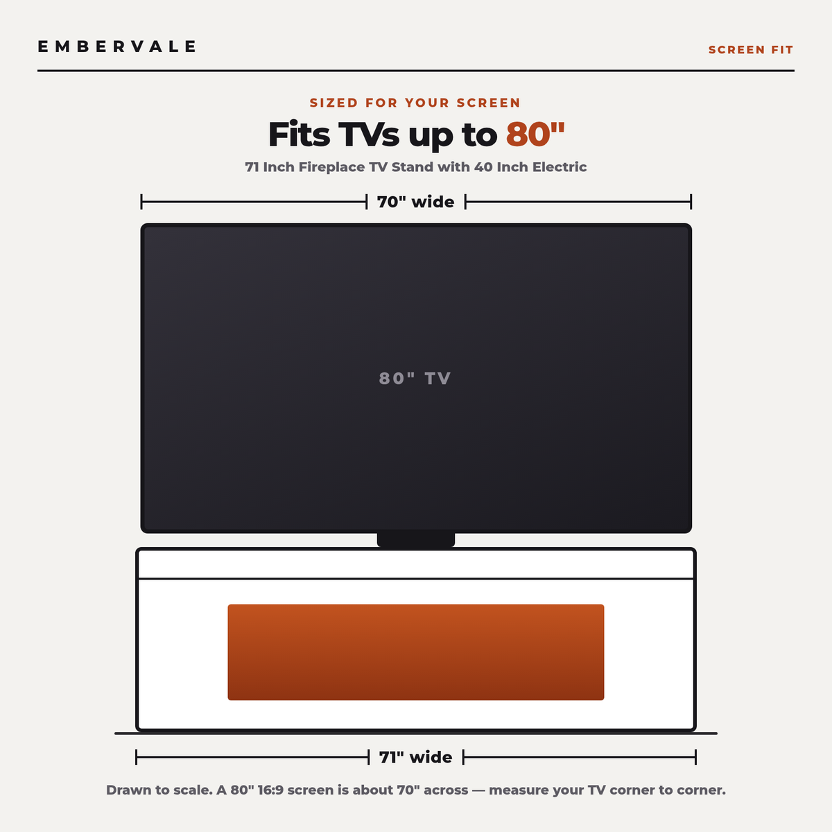 71 Inch Fireplace TV Stand with 40 Inch Electric Fireplace & Power Outlet for 80 Inch TV, High-Gloss Media Console with Storage — product view 4