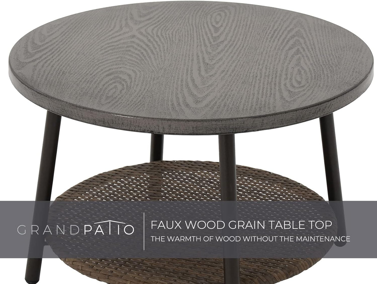 LOUNGE YARD Outdoor Tully 5-Piece Steel All-Weather Wicker Boho Chat Set with Round Table for Balcony, Patio, Deck — product view 5