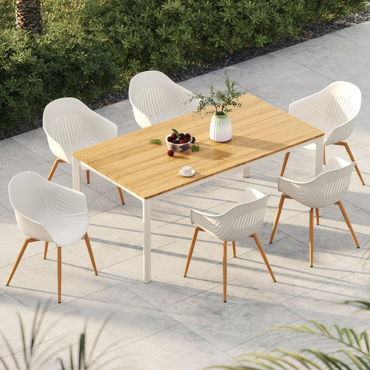 LOUNGE YARD Rectangular Outdoor Dining Table, Waterproof Woodgrain Tabletop — product view 2