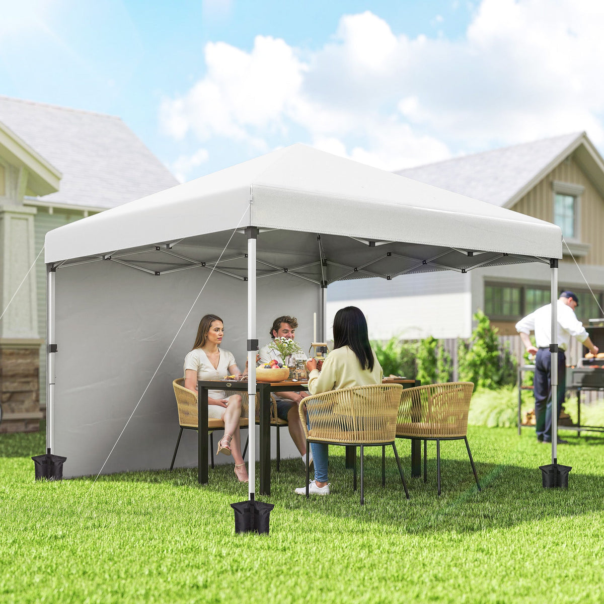 10' x 10' Pop Up Canopy Tent with Sidewalls and Roller Bag, White — product view 3