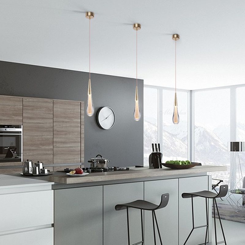Teardrop Gold Pendant Light — product view 1