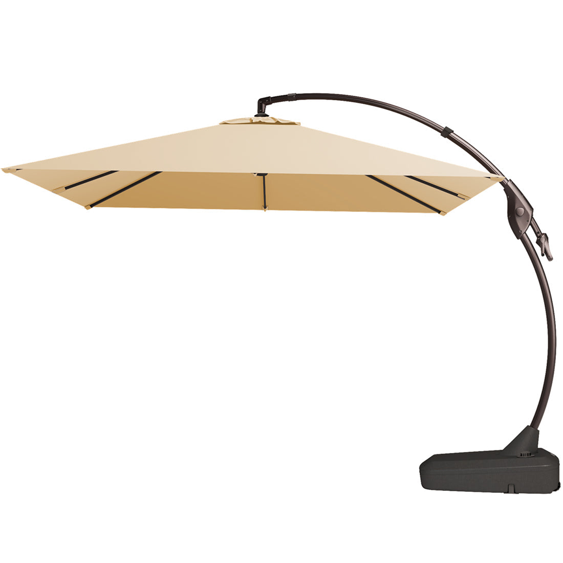 LOUNGE YARD 10x10 FT Square Patio Cantilever Umbrella, Deluxe Curvy Offset Umbrella with Base(No Umbrella Cover) — product view 4