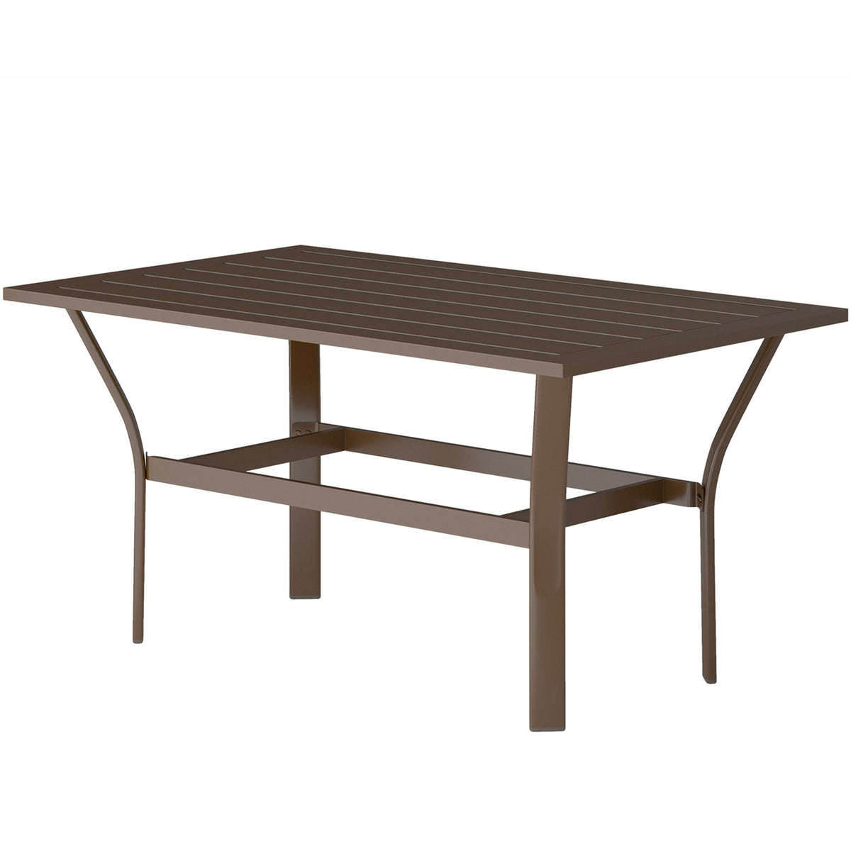 Outdoor Metal Coffee Table with Slatted Top, Brown — product view 2