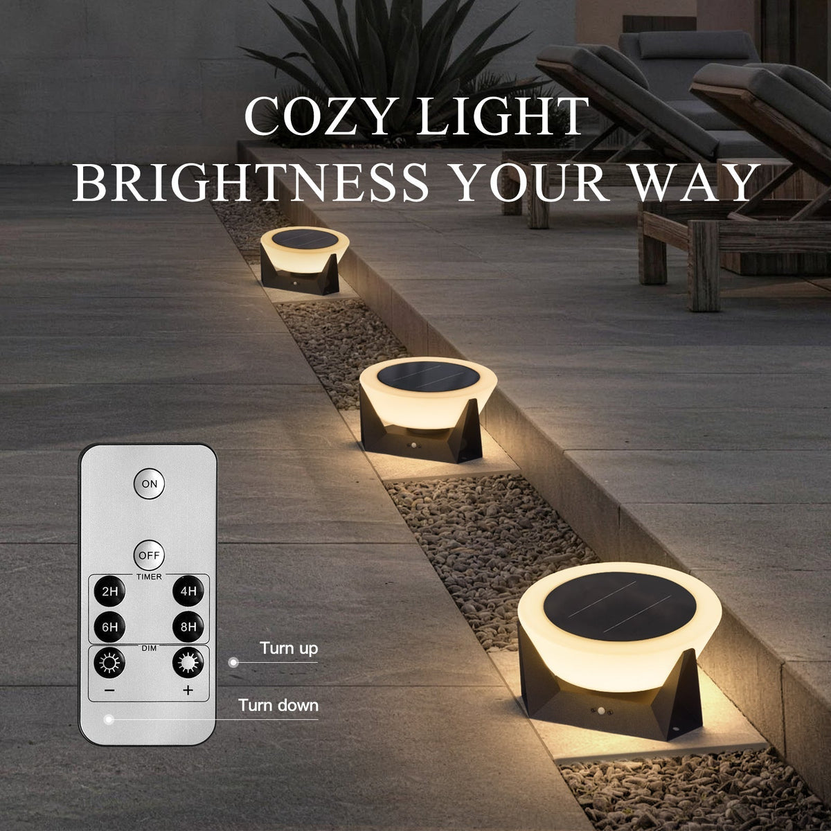 RIRZ HALO Solar Outdoor Floor Lamp LED Warm White Patio Garden Poolside — 18cm 28cm 38cm — product view 7