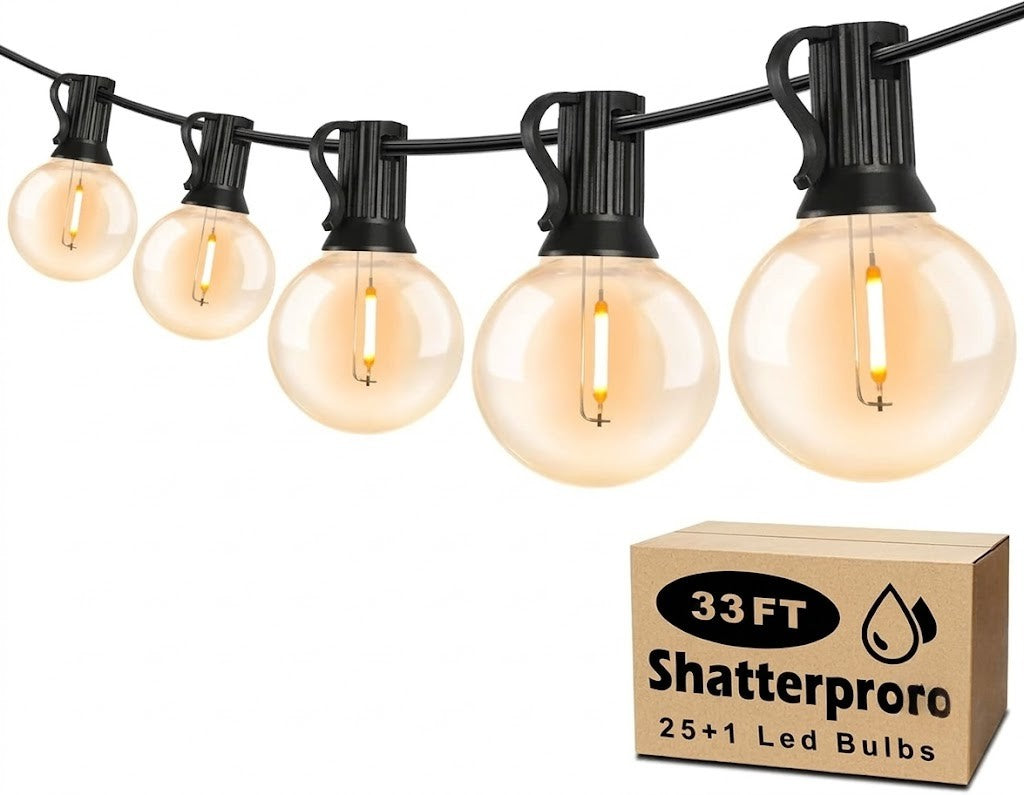 Solar Outdoor String Lights Warm White Globe Bulbs Waterproof Patio Pergola — 33ft 66ft 100ft — product view 1