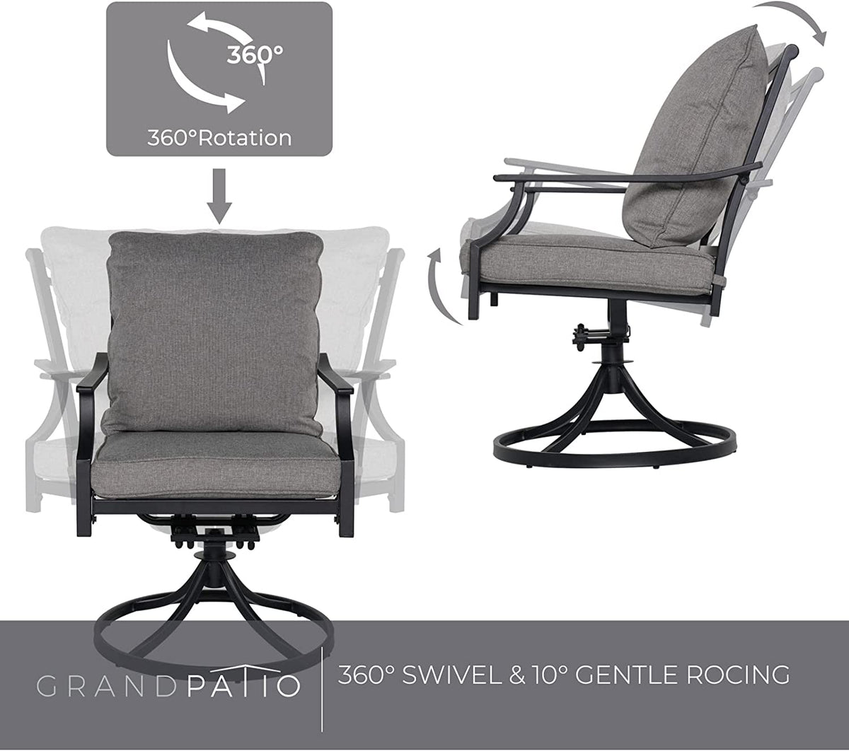 LOUNGE YARD Swivel Dining Chairs Outdoor Dining Set Patio Dining Furniture Set — product view 4