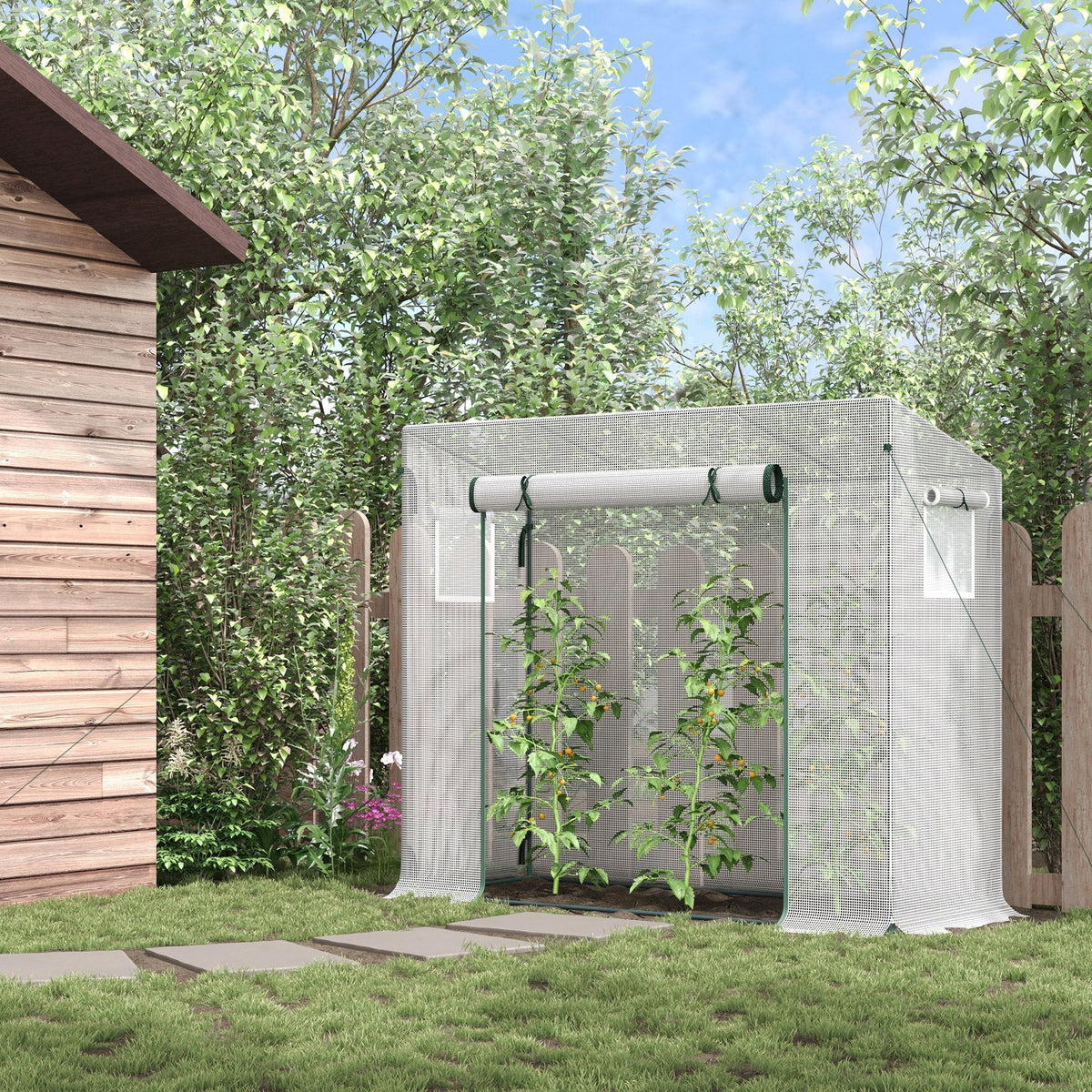 6.6' x 2.5' x 5.5' Walk-in Greenhouse with Door and Window, White — product view 3