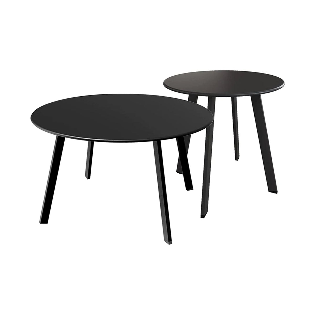LOUNGE YARD Round Steel Patio Coffee Table 2PC Weather Resistant Nesting Tables — product view 1