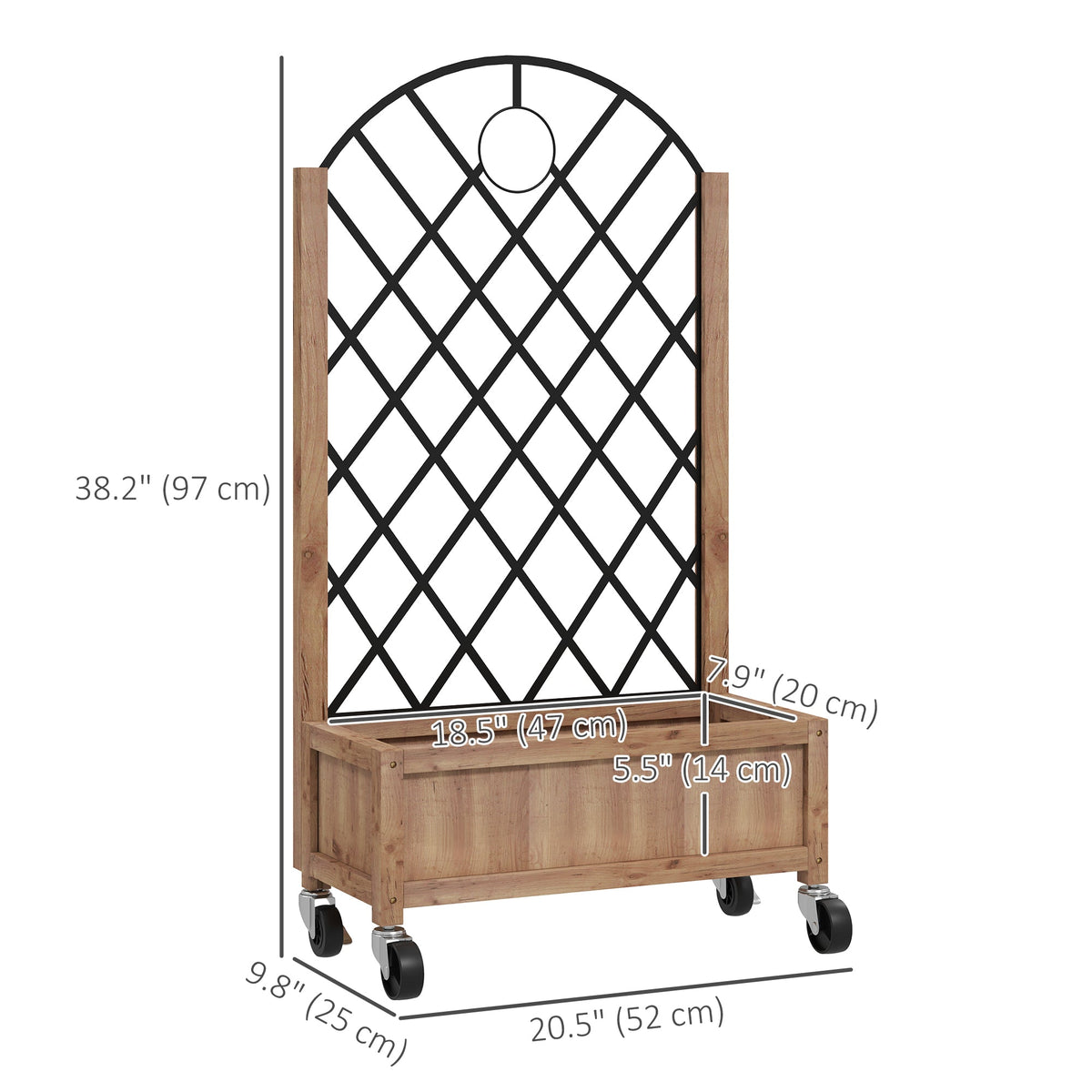 2 Pack Raised Garden Beds with Metal Trellis, Wheels and Drainage, Brown — product view 5