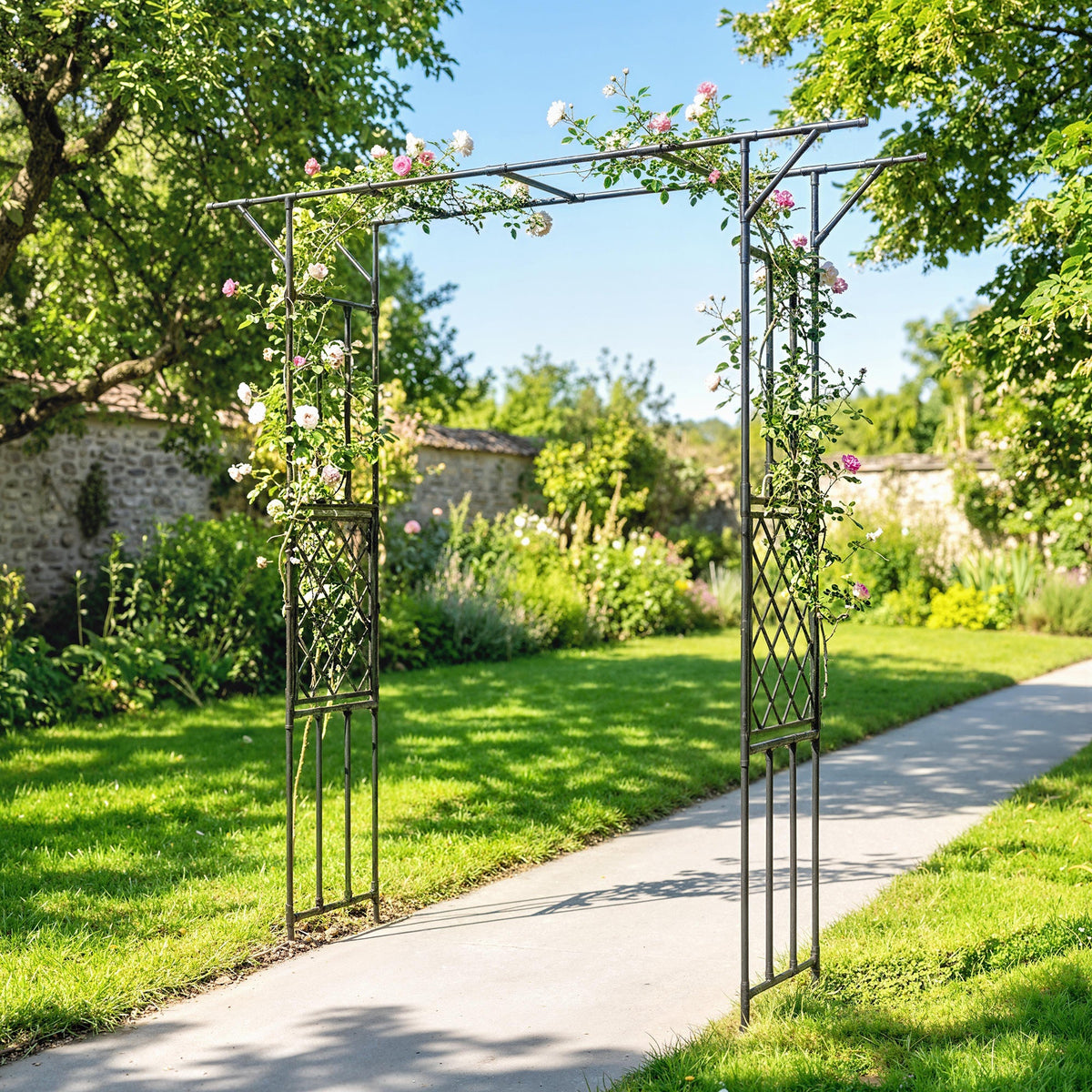7.1ft Garden Arch for Climbing Plants and Wedding Decor, Black — product view 4