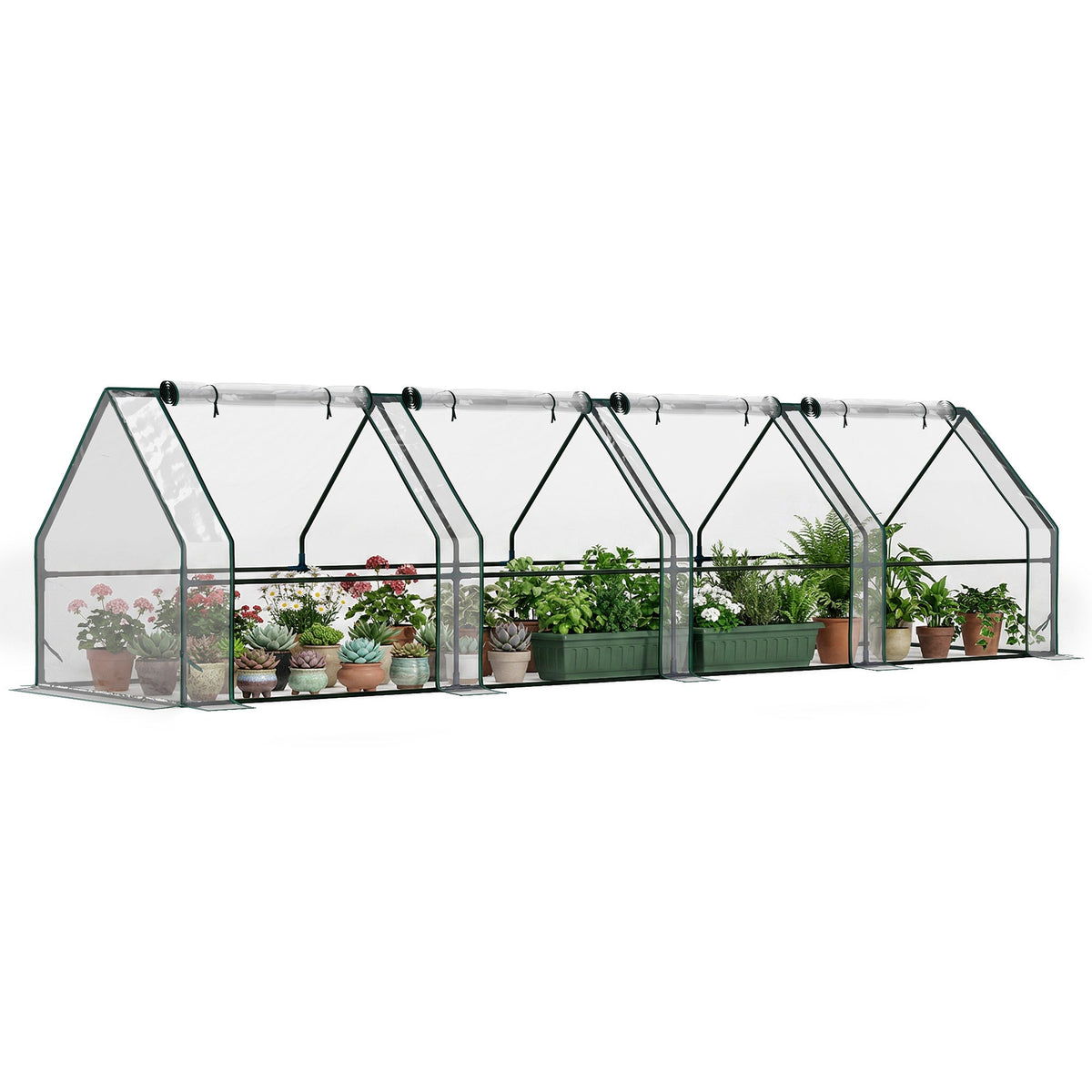 Mini Greenhouse with Zippered Doors & Roll-up Windows, — product view 1