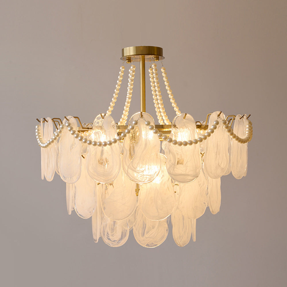 Kristy Elegant Pearl/Glass/Metal Chandelier, White — product view 2