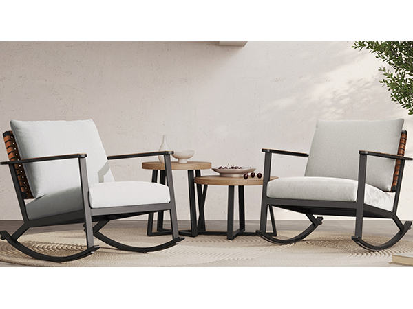 LOUNGE YARD Rocking Chairs Bistro Set with Thick Cushions — product view 4